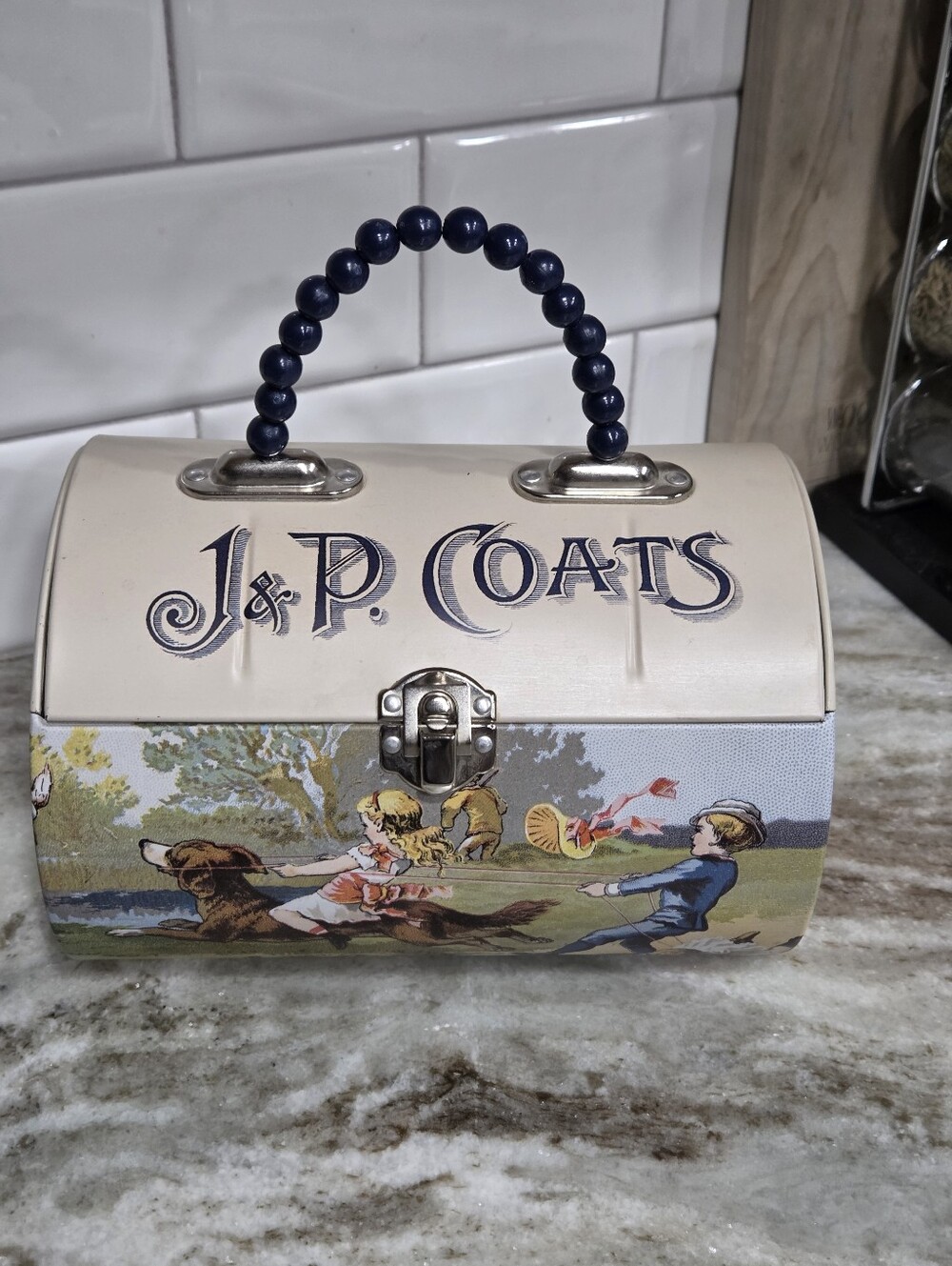 J&P Coats Metal Sewing Kit Vintage